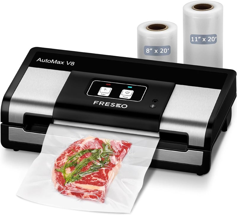 Fresko Automatic Vacuum Sealer, Powerful Food Vacuum Sealer Machine, Auto Dry-Wet Detection, Bag Cutter, 2 Rolls Bags, Effortless Operation, Starter Kit - Image 1